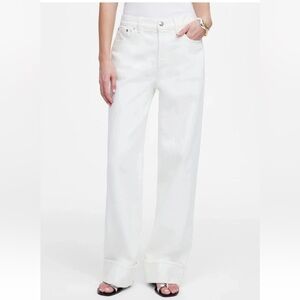 Madewell Pure White Button Fly Low-Slung Baggy Cuffed Jeans 26 NWT